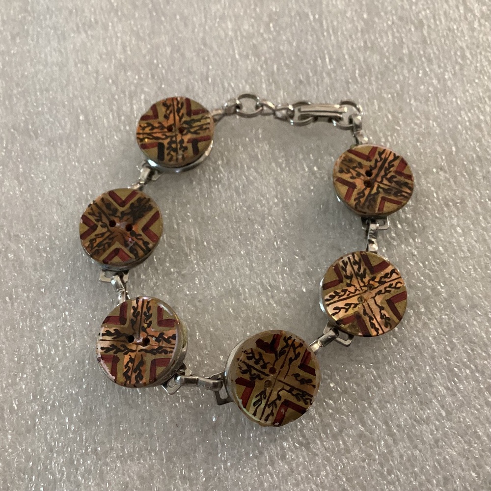 Hand Crafted Vintage Hand Painted Buttons Bracelet